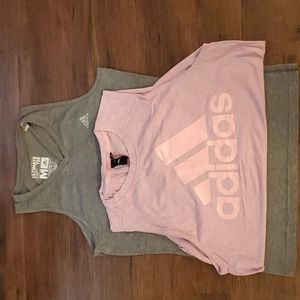 Two Adidas workout tanks